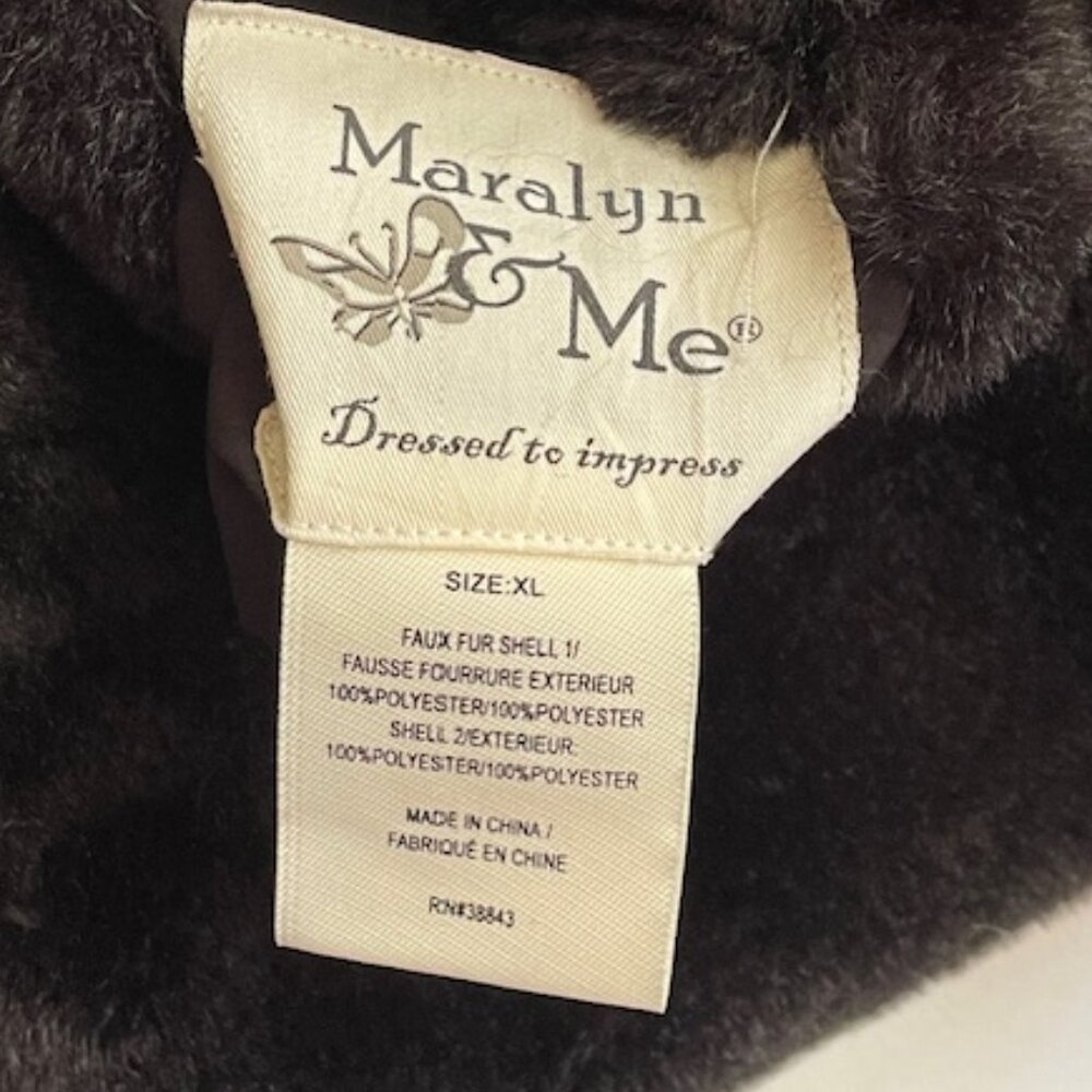 MARALYN & ME Faux Fur Snap Front High Collar Jacket Black Junior XL - Picture 6 of 16